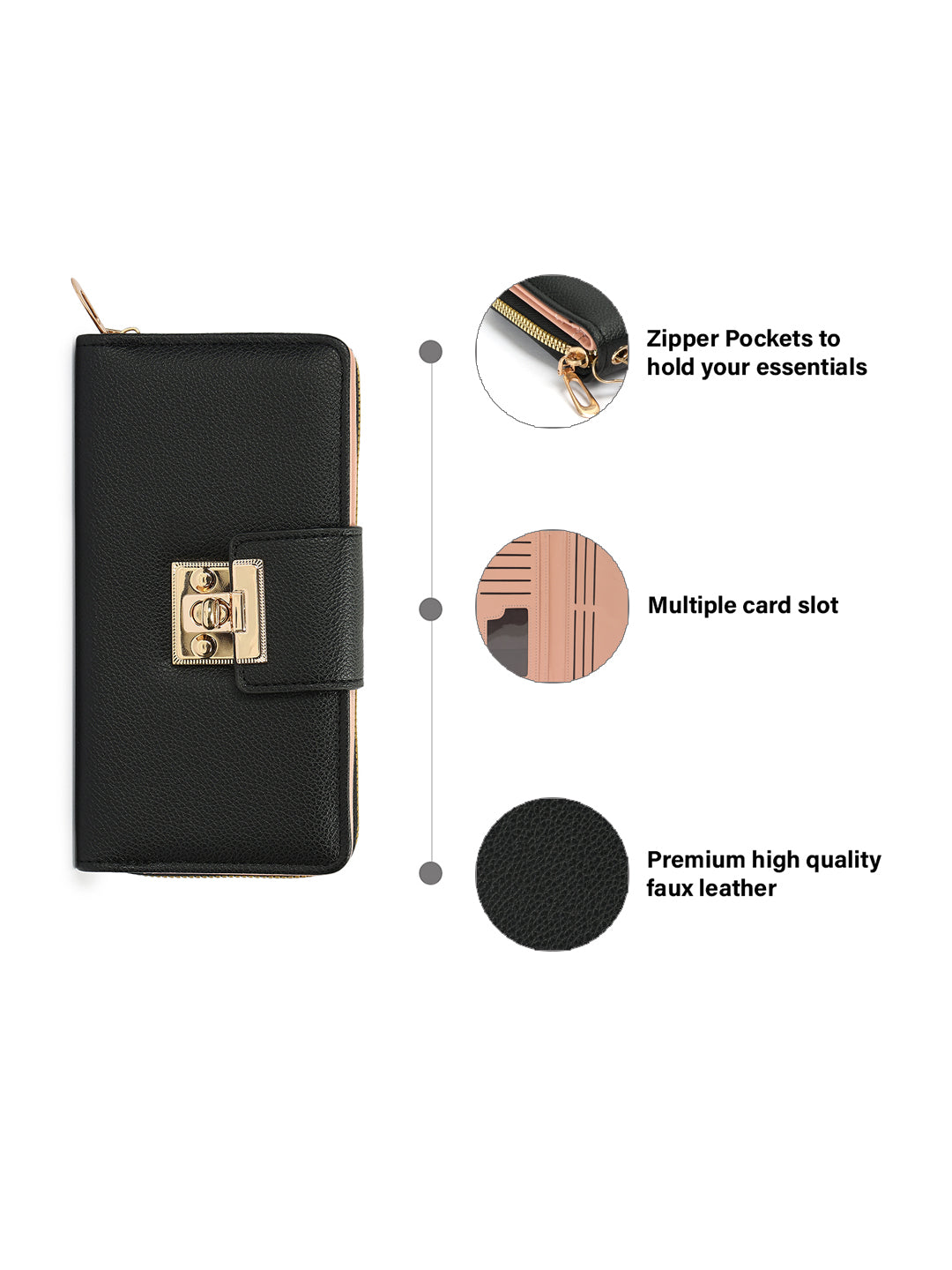 Crusset Wallet for Women – PU Ladies Purse with Button Closure | Large Two Fold Textured Women’s Wallet CW20761