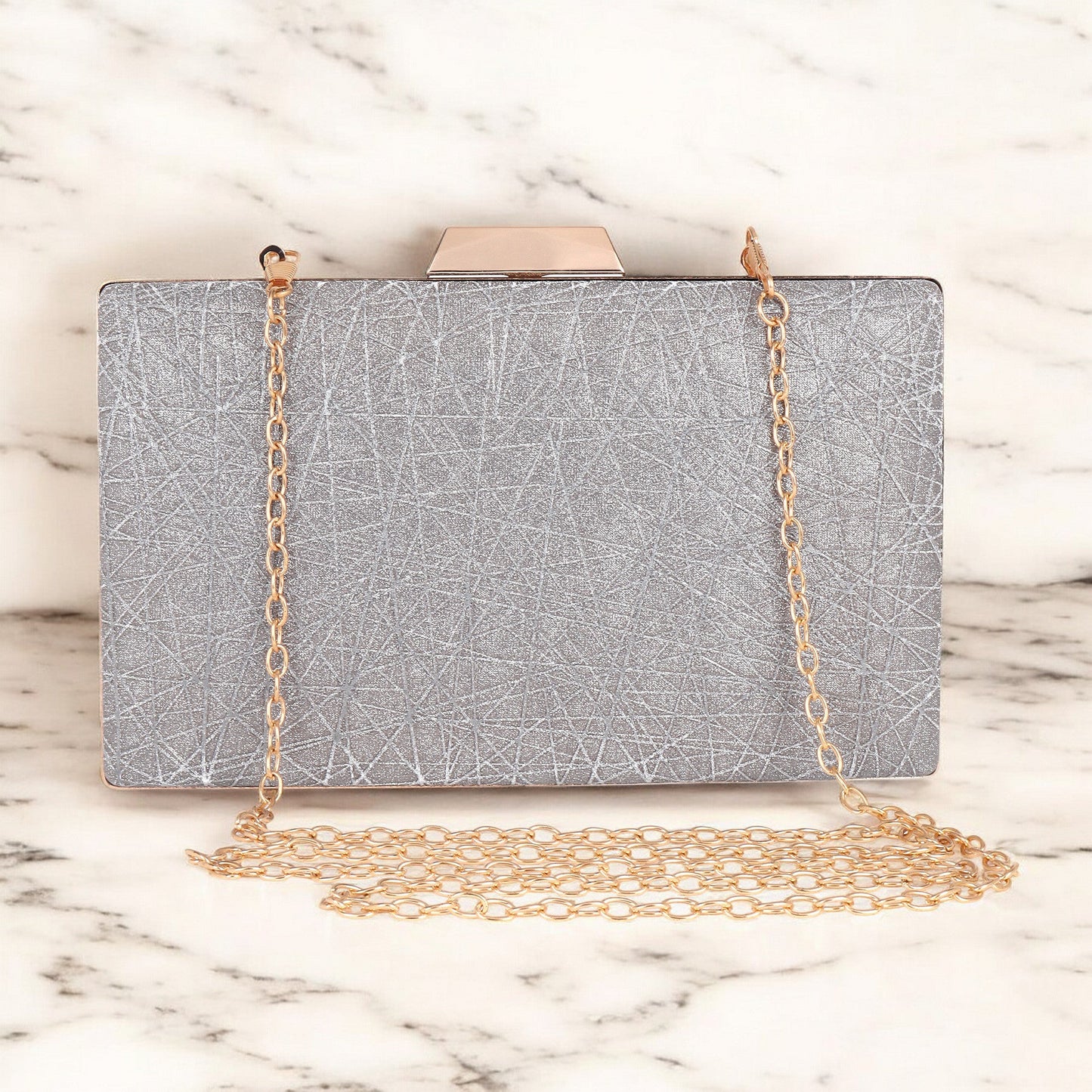 Crusset Women's Glitz Framed Clutch | Ladies Gold Purse Handbag with Detachable Chain Sling Strap CL20737