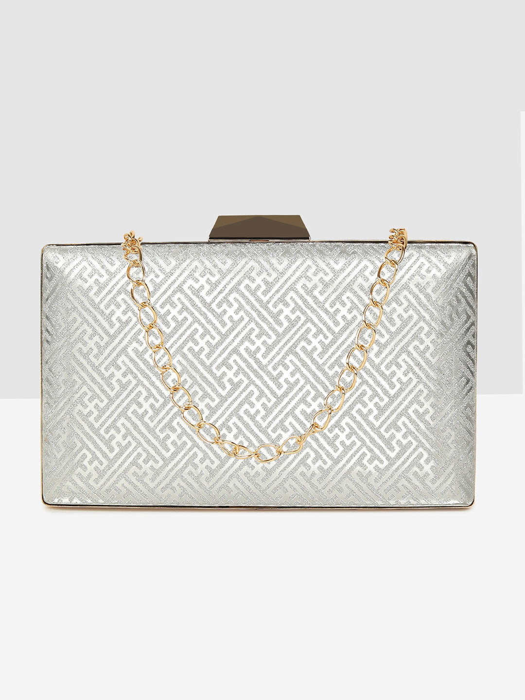 Silver Glam Frame Clutch