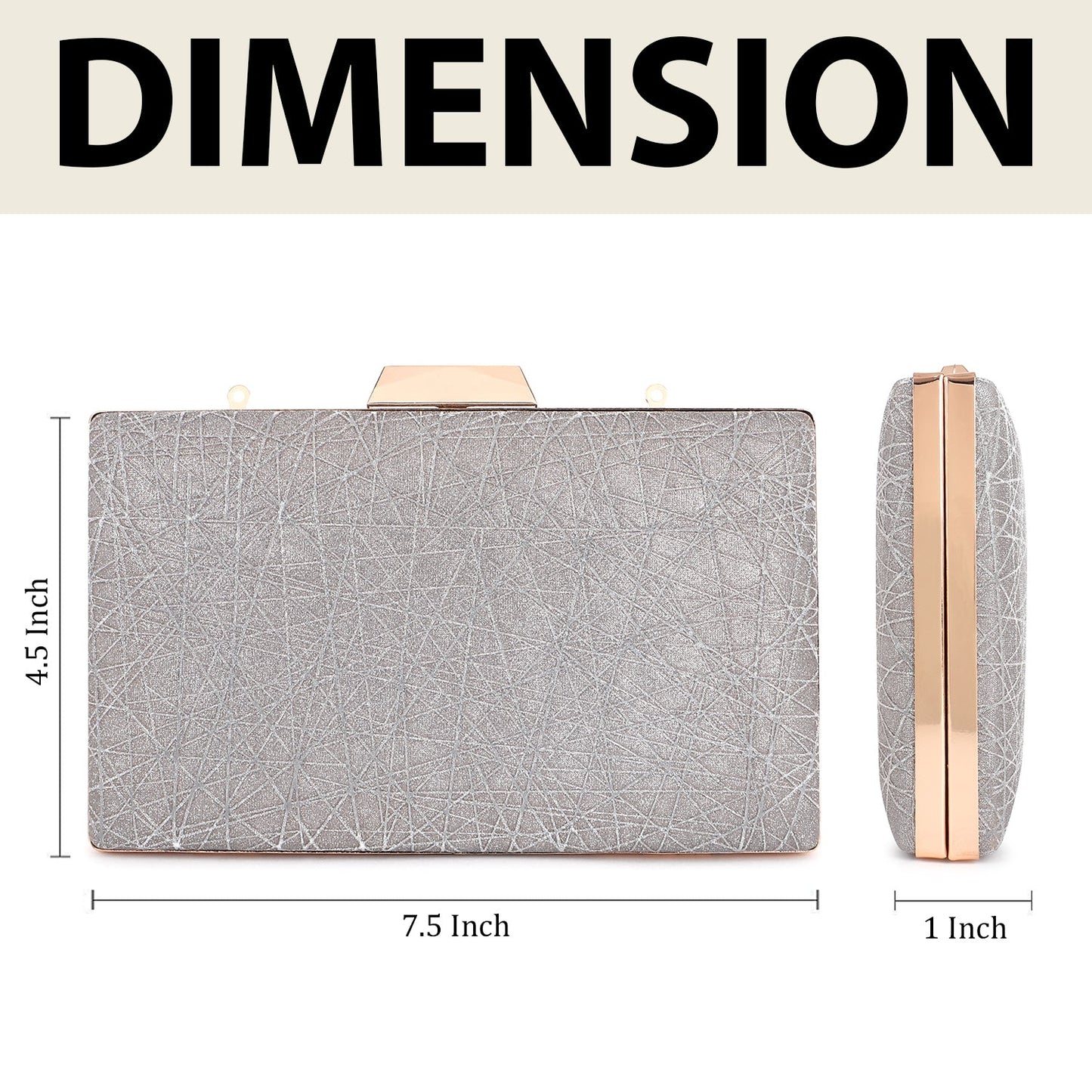 Crusset Women's Glitz Framed Clutch | Ladies Gold Purse Handbag with Detachable Chain Sling Strap CL20737