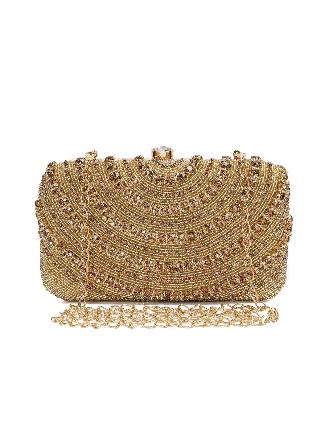Crusset Embellished Box Clutch With Shoulder StrapCL20775