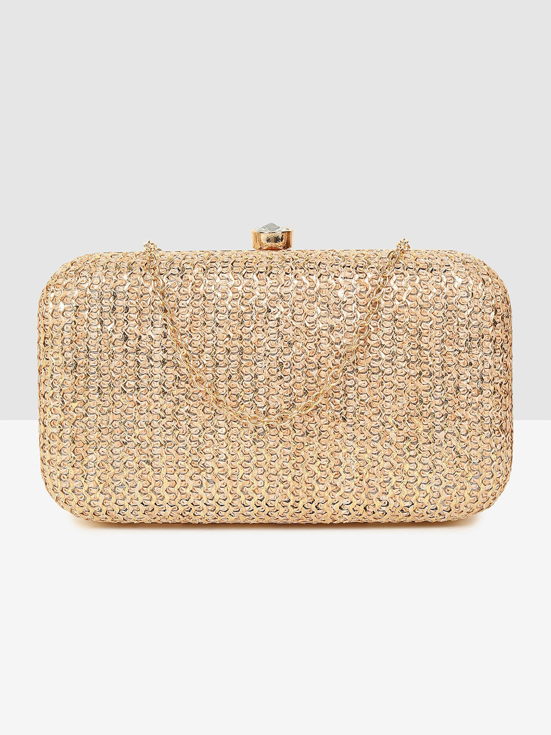 Ladies Gold Sparkle Frame Clutch