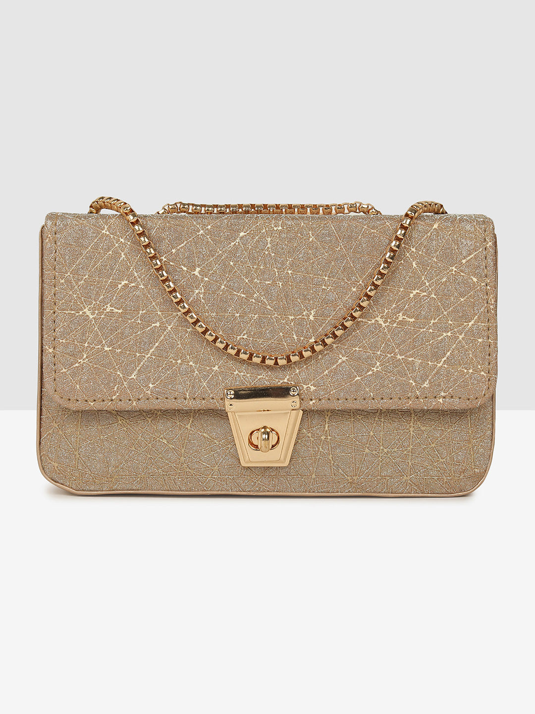 Golden Glitter Push-Lock Clutch