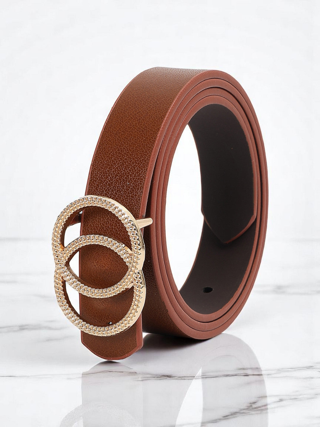 CRUSSET Women PU Embellished Belt With Push Pin ClosureQA5571