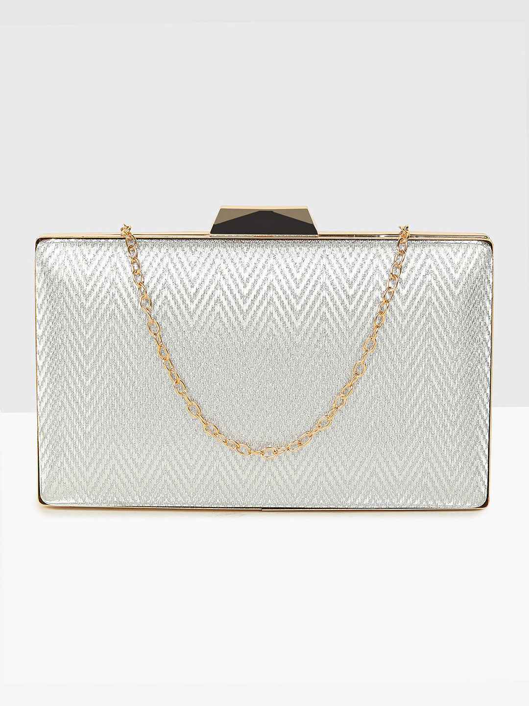 Silver Glitz Frame Clutch