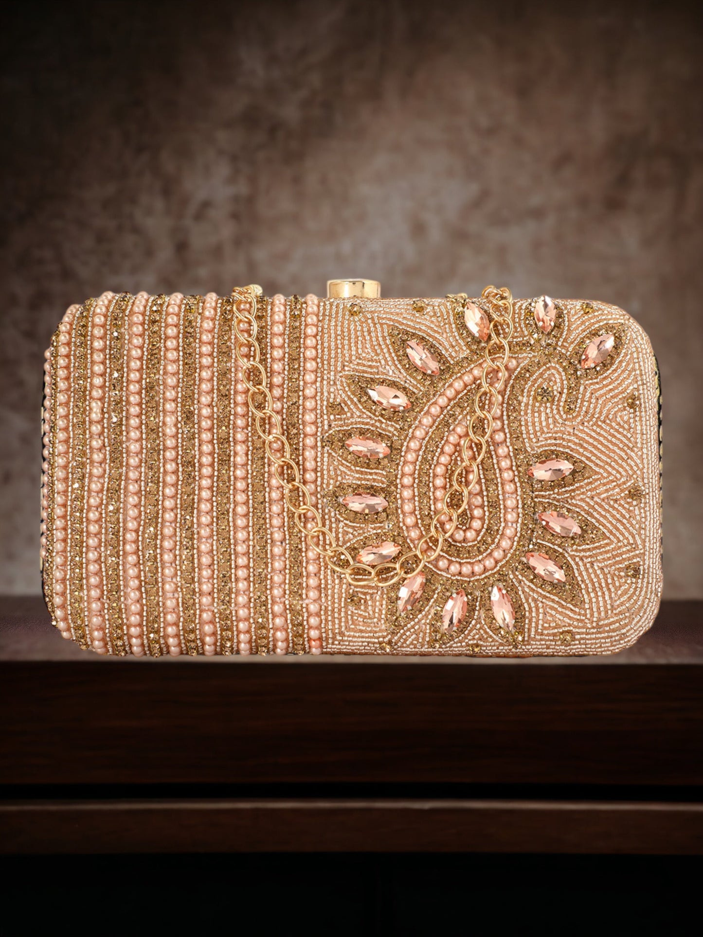 Pink Purse with Embellishments and Embroidery