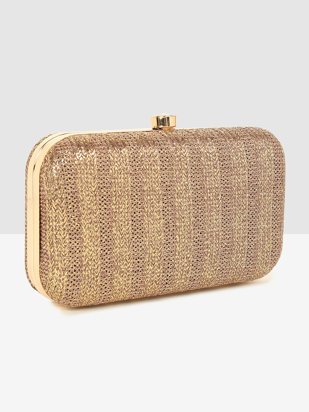Ladies Gold Purse Handbag with Detachable Chain Sling Strap