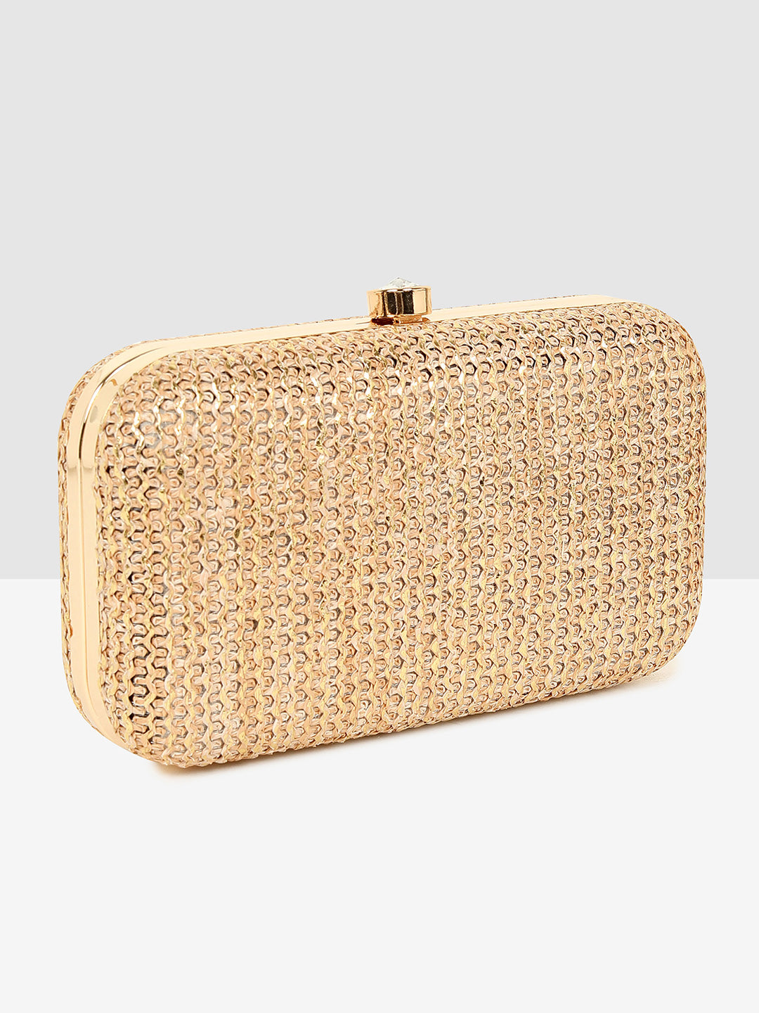 Ladies Gold Sparkle Frame Clutch