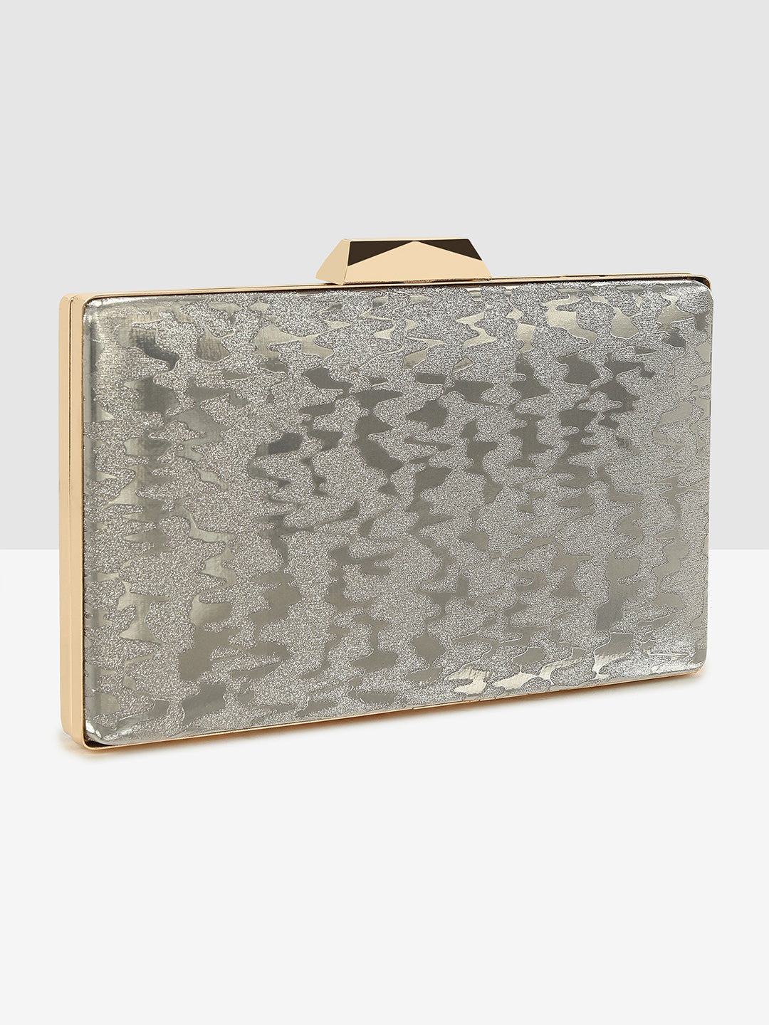Silver Sparkle Frame Clutch