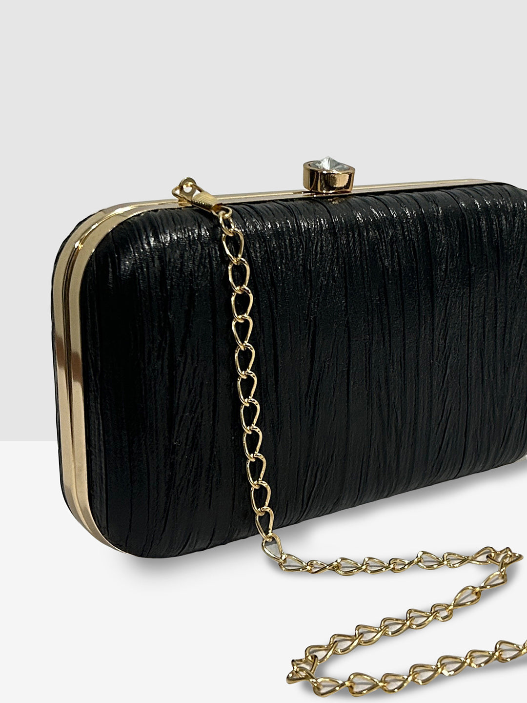 Black Purse with Circular Multi-Shell Embellishments and Embroidery