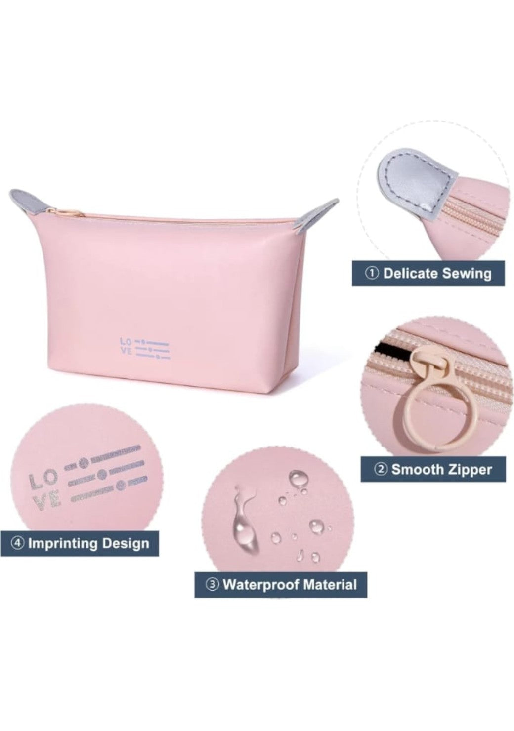 CRUSSET Set of 2 Unisex Solid Waterproof Vanity Pouch Travel AccessoryCL20742
