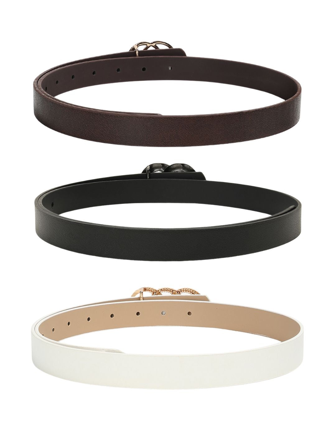 CRUSSET Women Pack Of 3 Solid PU BeltsCB5613