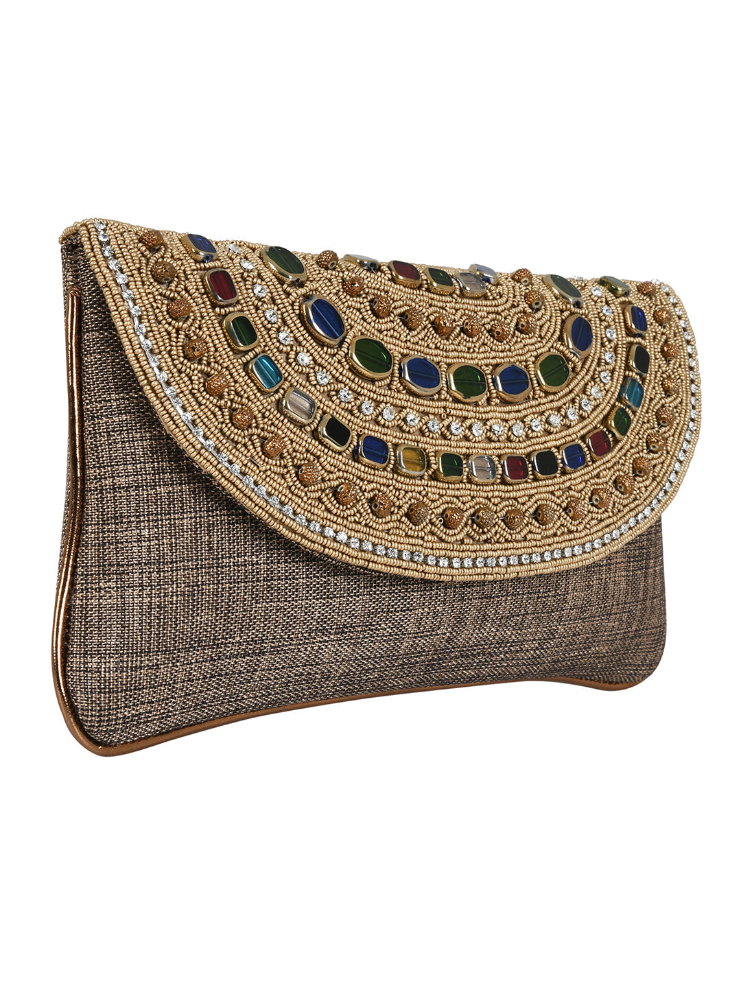 Brown Purse with Embellishments and Embroidery