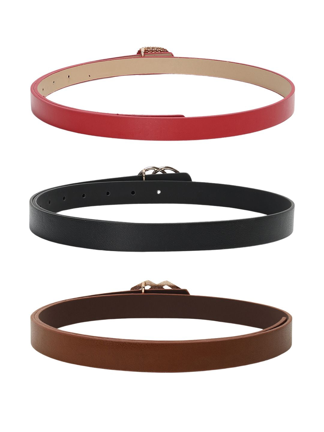 CRUSSET Women Pack Of 3 Solid PU BeltsCB5612