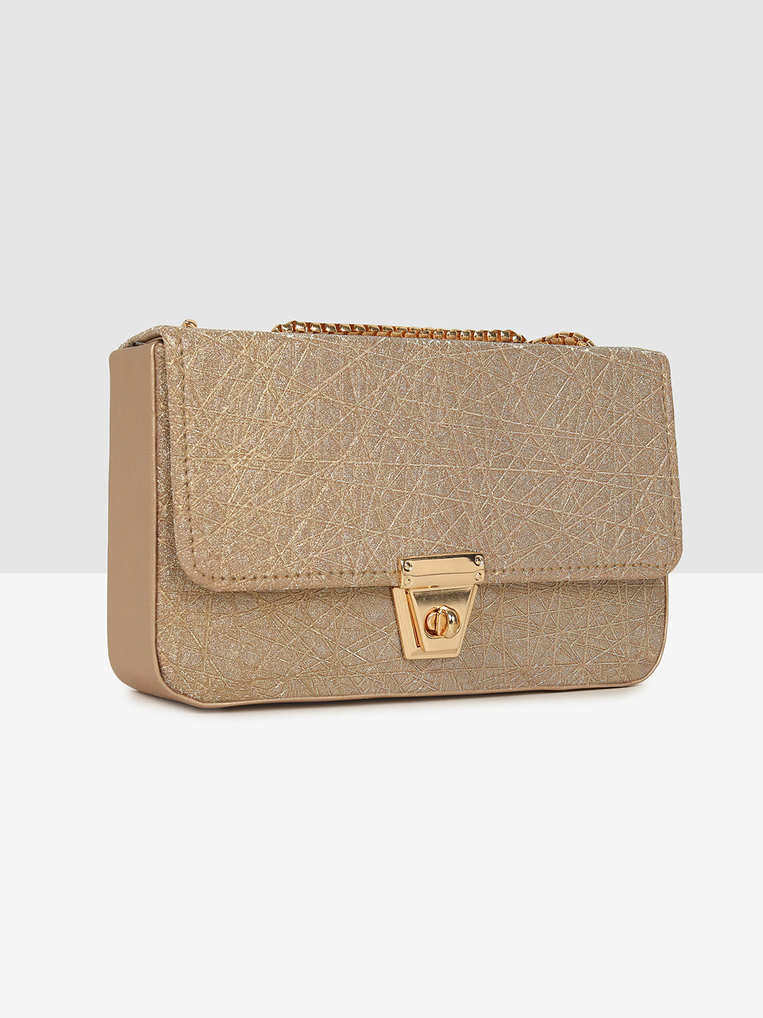 Golden Glitter Push-Lock Clutch