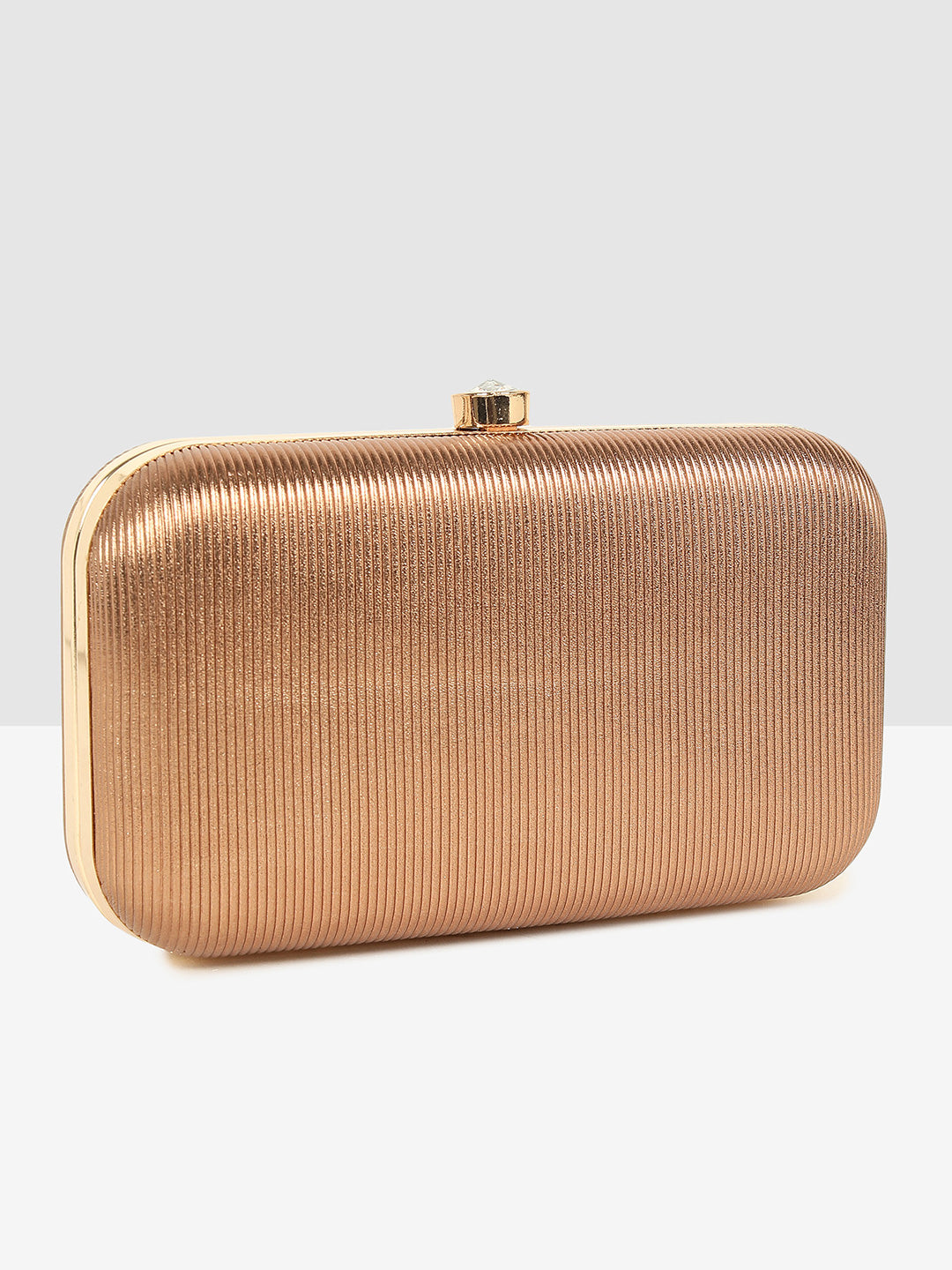 Brown Gold Luxe Frame Clutch