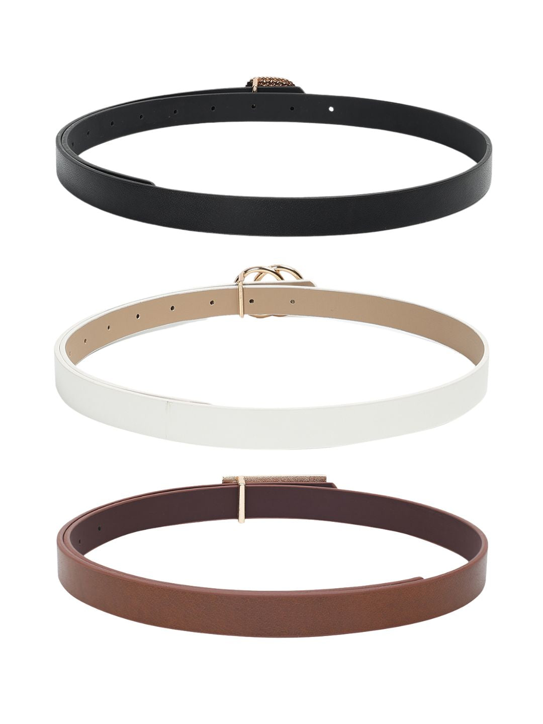 CRUSSET Women Pack Of 3 Solid PU BeltsCB5614