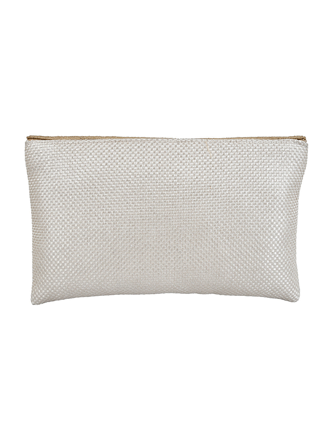 White Purse with Embellishments and Embroidery