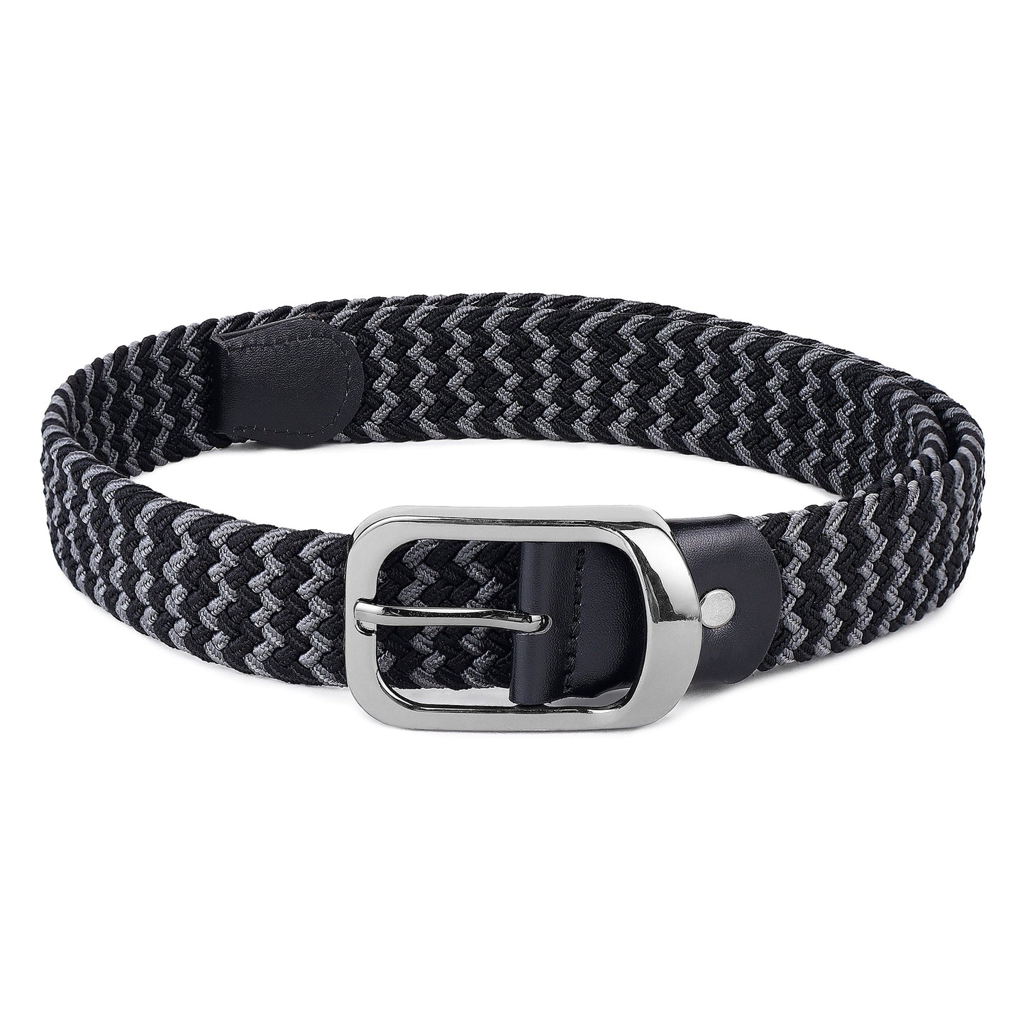CRUSSET Unisex Black & Grey Braided BeltCI5620