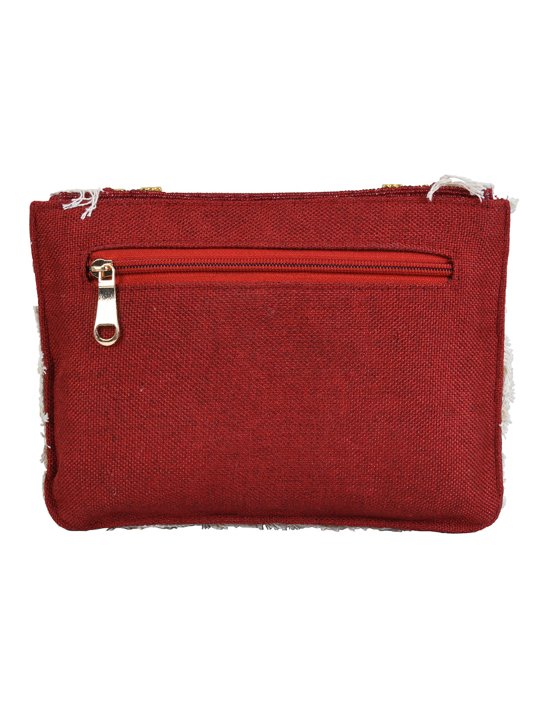 Red Purse with Embellishments and Embroidery