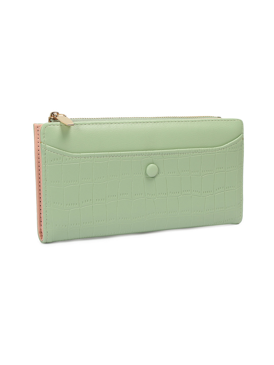 Crusset Wallet for Women – Faux Leather Ladies Purse with Button Closure | Large Two Fold Textured Women’s Wallet CW20758