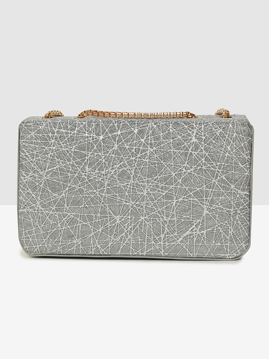 Silver Glitter Push-Lock Clutch