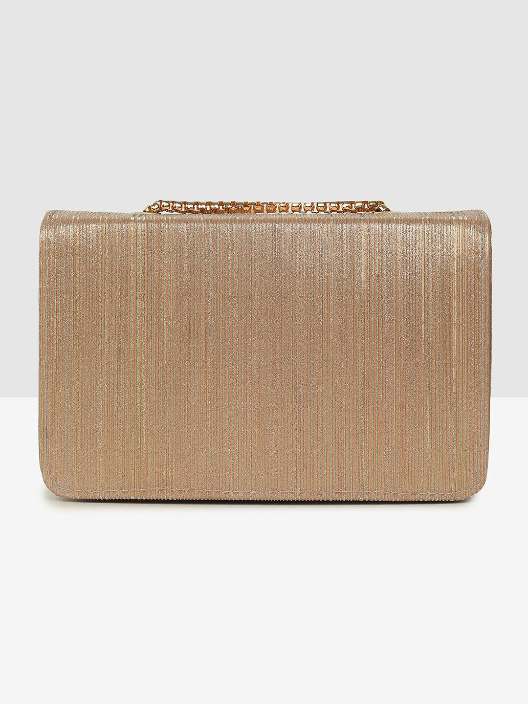 Golden Glitter Push-Lock Evening Clutch