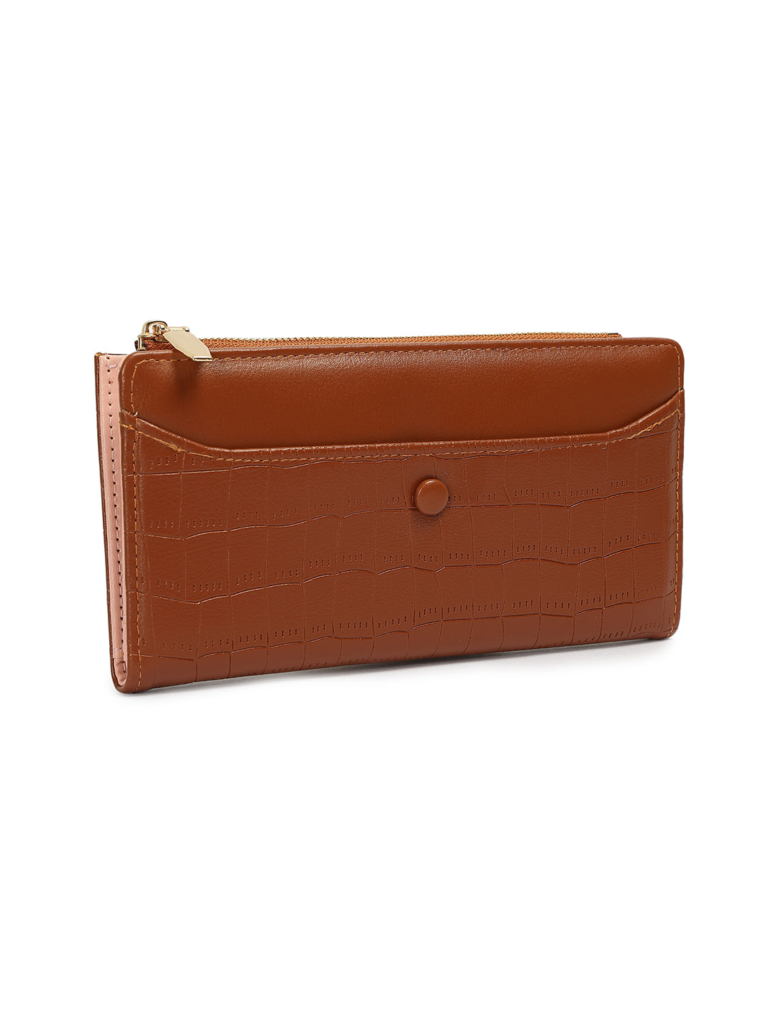 Crusset Wallet for Women – Faux Leather Ladies Purse with Button Closure | Large Two Fold Textured Women’s Wallet CW20757