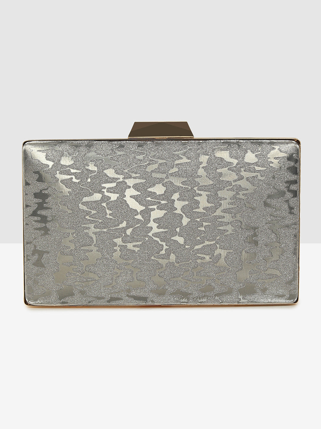 Silver Sparkle Frame Clutch