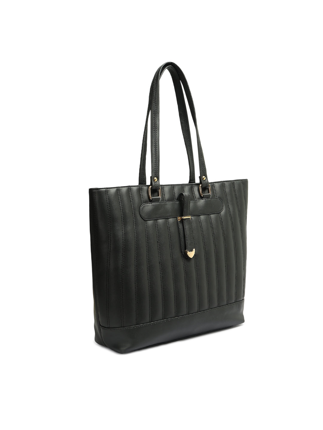 Crusset Womens Black Embossed Tote Bag Stylish Handbag & Shoulder Bag CH20772