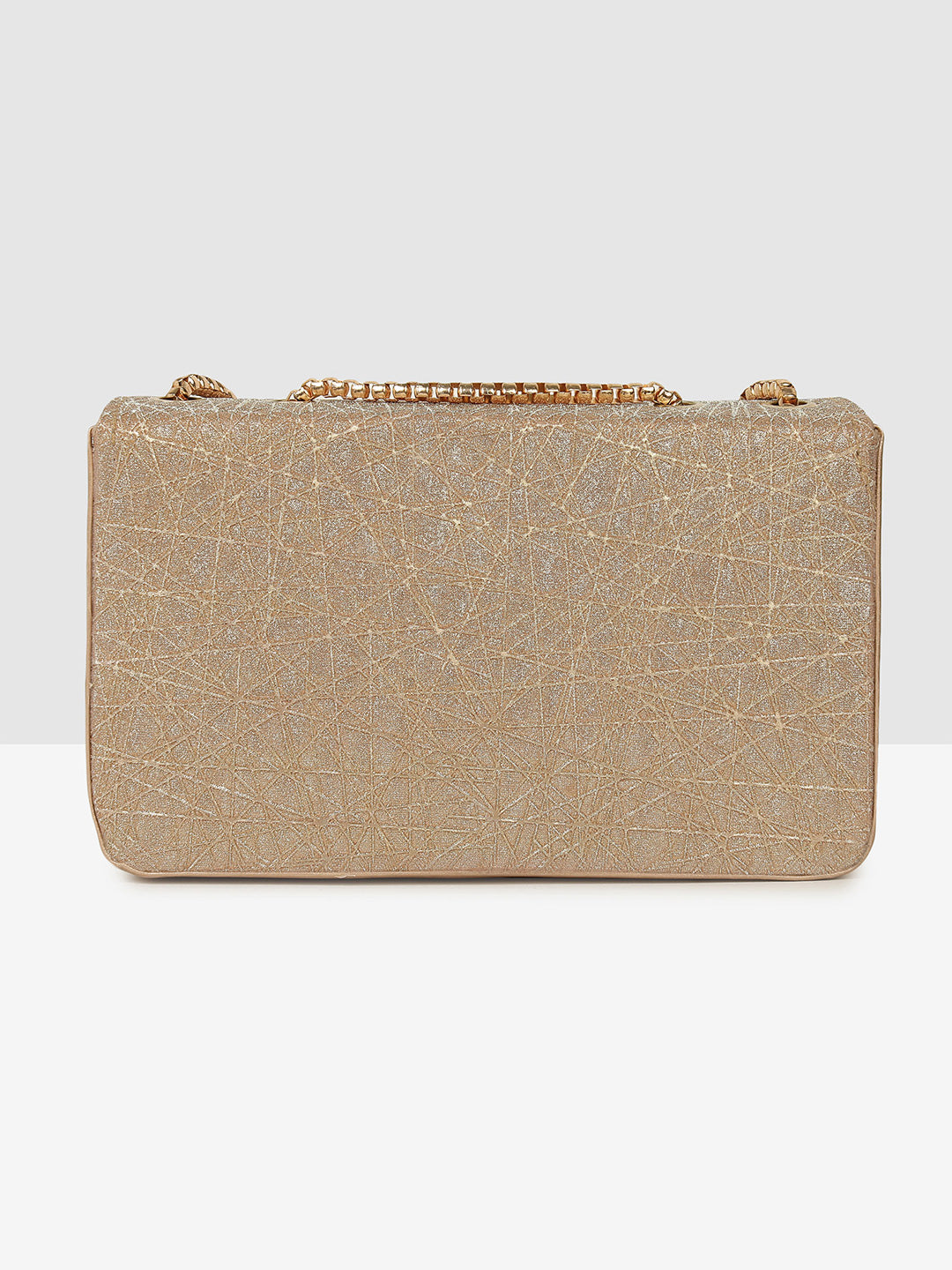 Golden Glitter Push-Lock Clutch