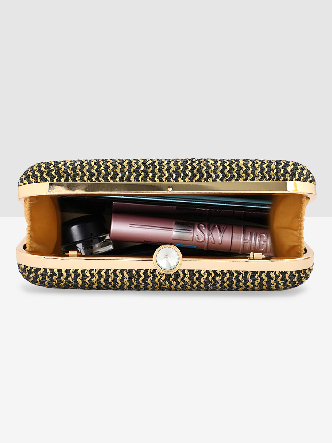 Black Purse with Embellishments and Embroidery