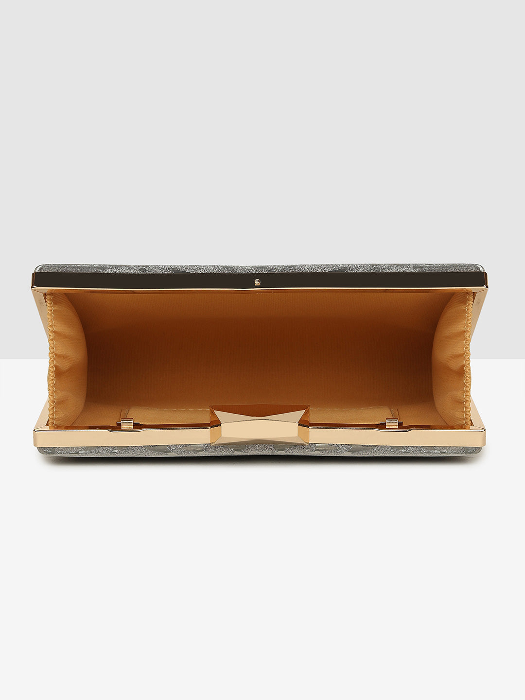 Silver Sparkle Frame Clutch