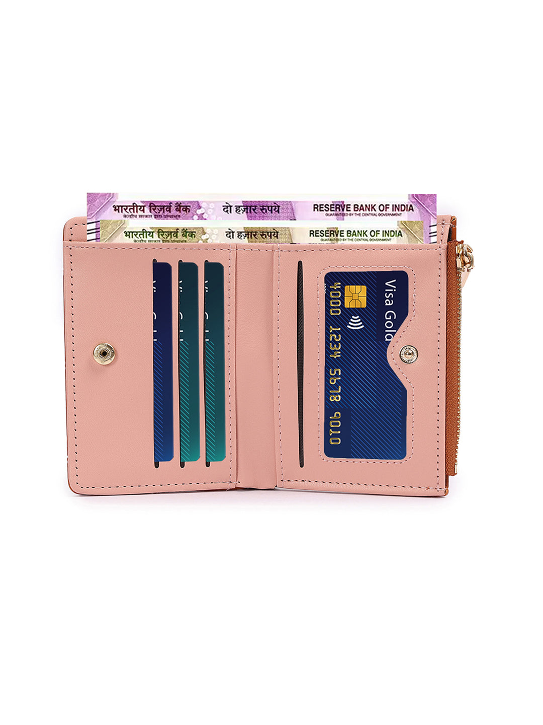 Crusset Wallet for Women – PU Ladies Purse with Button Closure | Two Fold Textured Women’s Wallet CW20762
