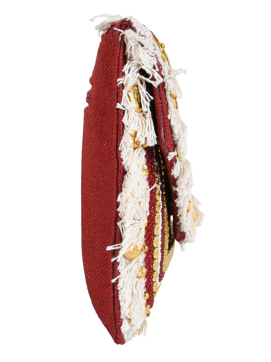 Red Purse with Embellishments and Embroidery