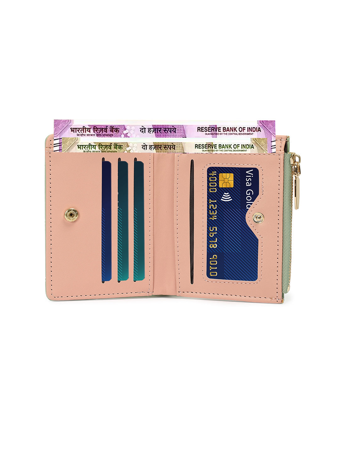 Crusset Wallet for Women – PU Ladies Purse with Button Closure | Two Fold Textured Women’s Wallet CW20763