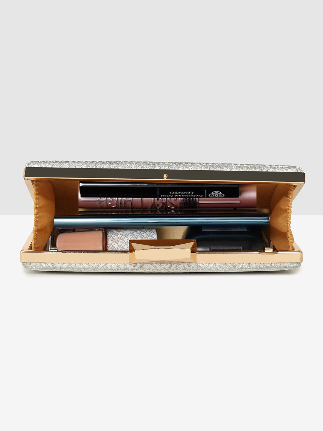 Silver Glam Frame Clutch