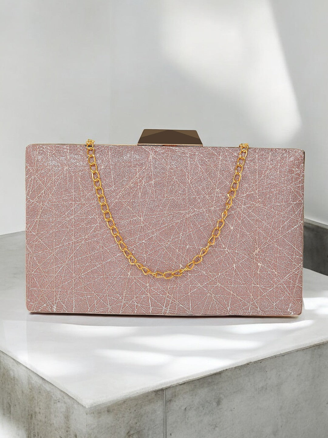 Pink Sparkle Frame Clutch