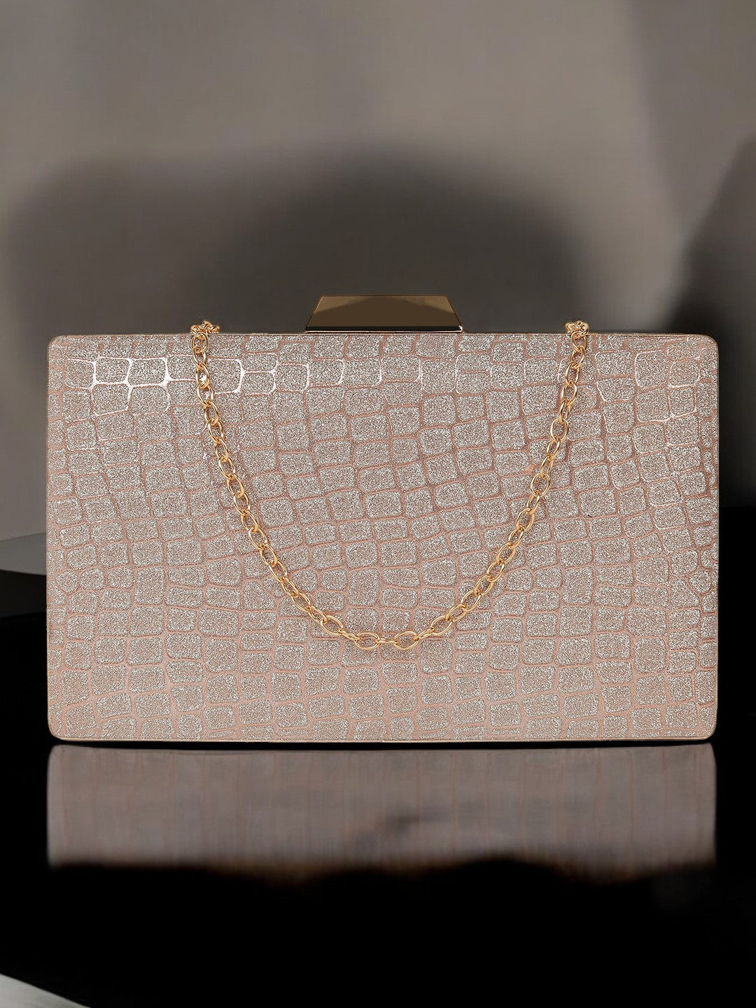 Ladies Pink Sparkle Frame Clutch