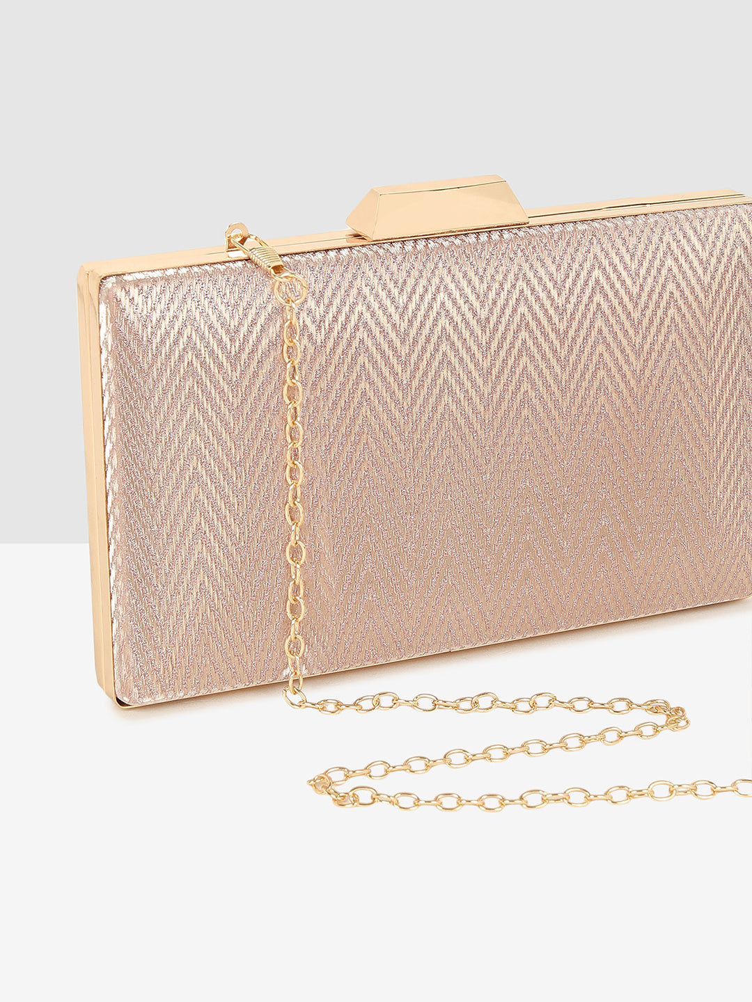 Ladies Silver Sparkle Frame Clutch