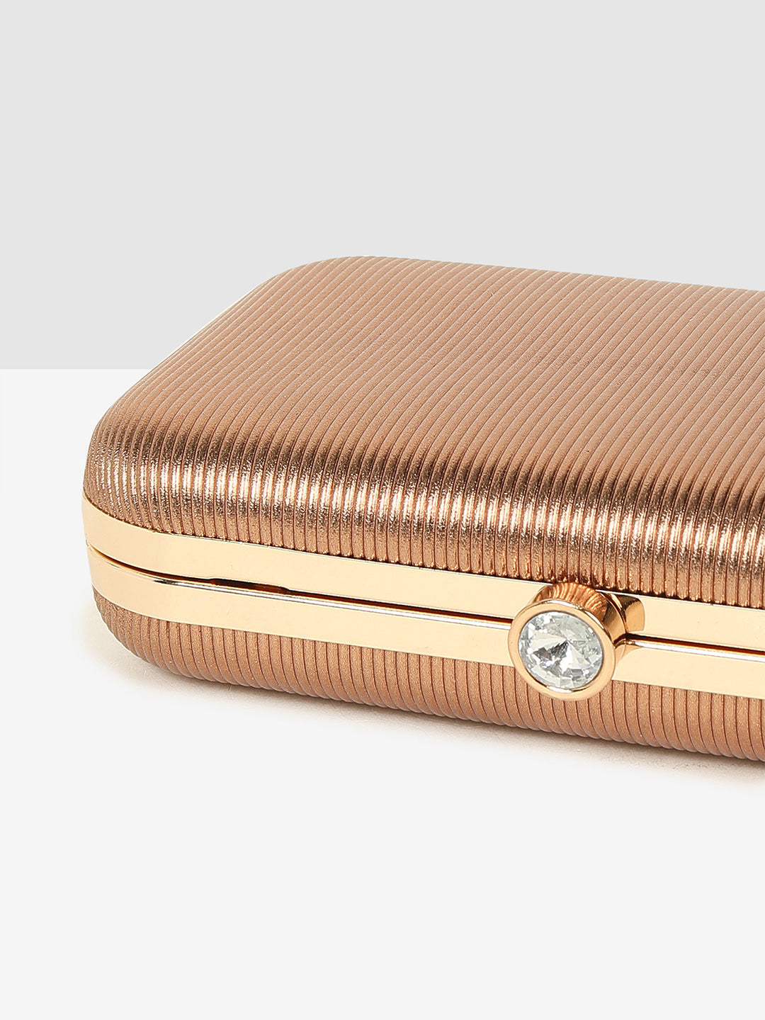 Brown Gold Luxe Frame Clutch