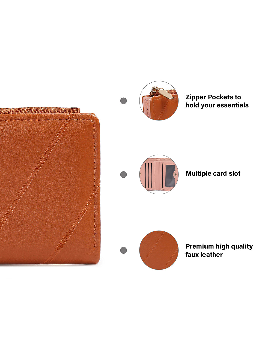 Crusset Wallet for Women – PU Ladies Purse with Button Closure | Two Fold Textured Women’s Wallet CW20762