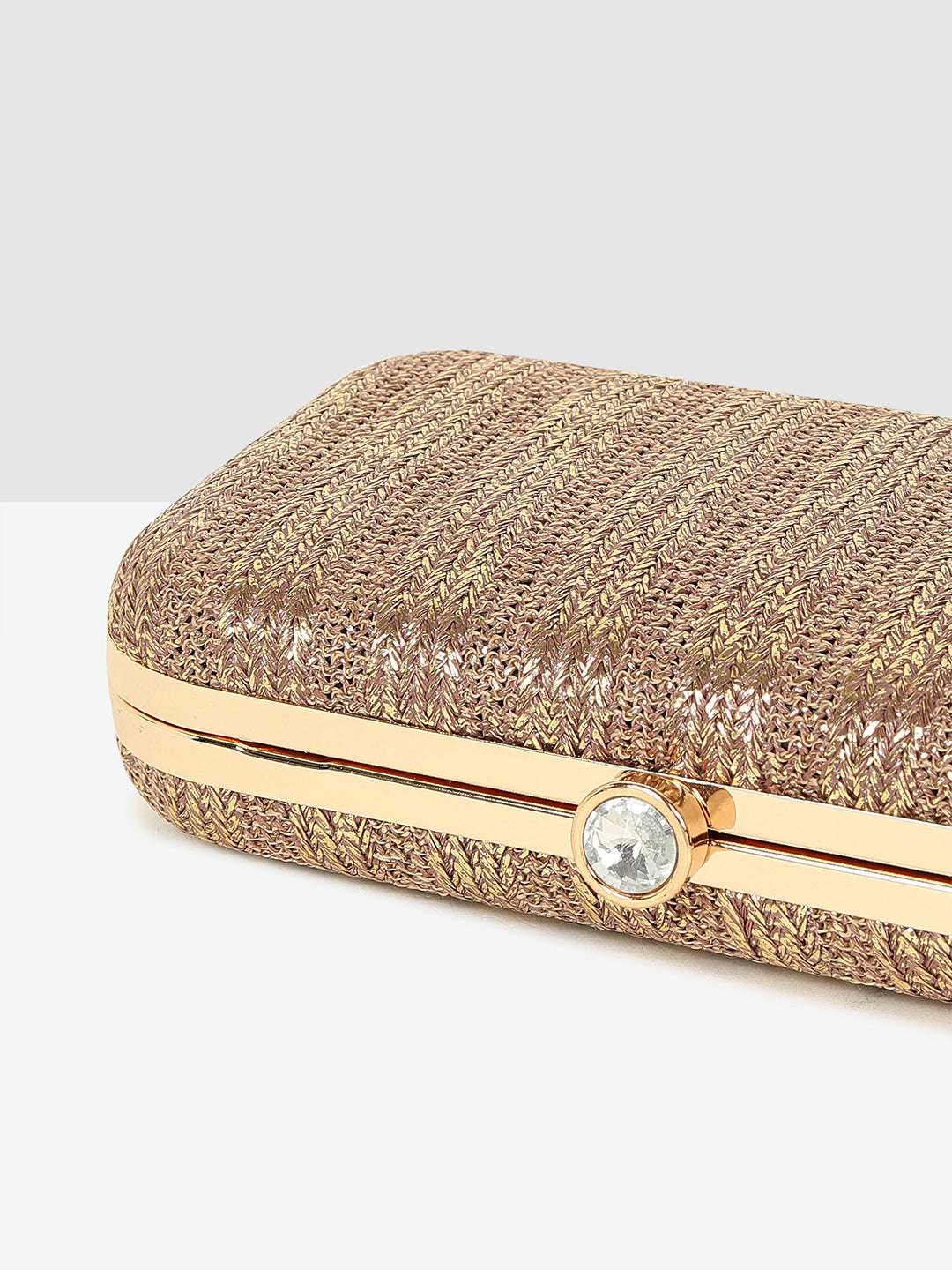 Ladies Gold Purse Handbag with Detachable Chain Sling Strap