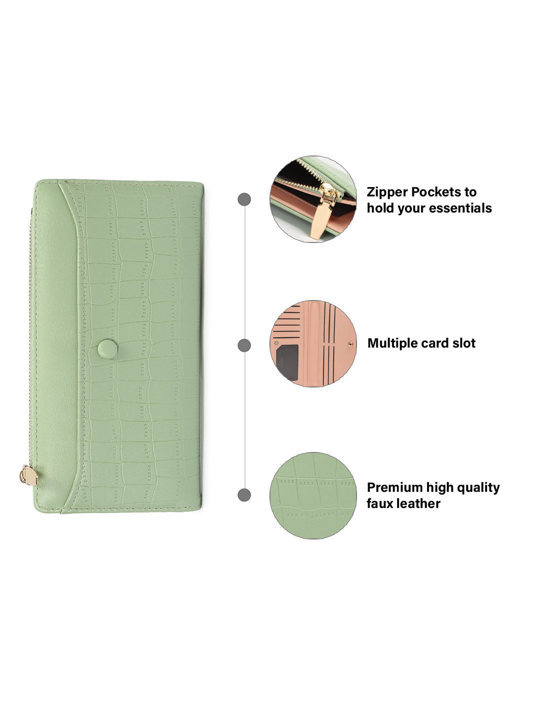 Crusset Wallet for Women – Faux Leather Ladies Purse with Button Closure | Large Two Fold Textured Women’s Wallet CW20758
