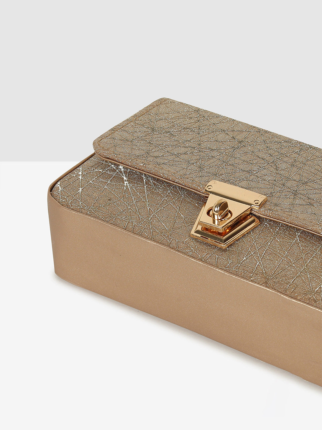 Golden Glitter Push-Lock Clutch