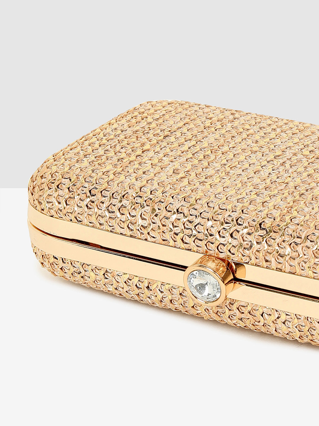 Ladies Gold Sparkle Frame Clutch