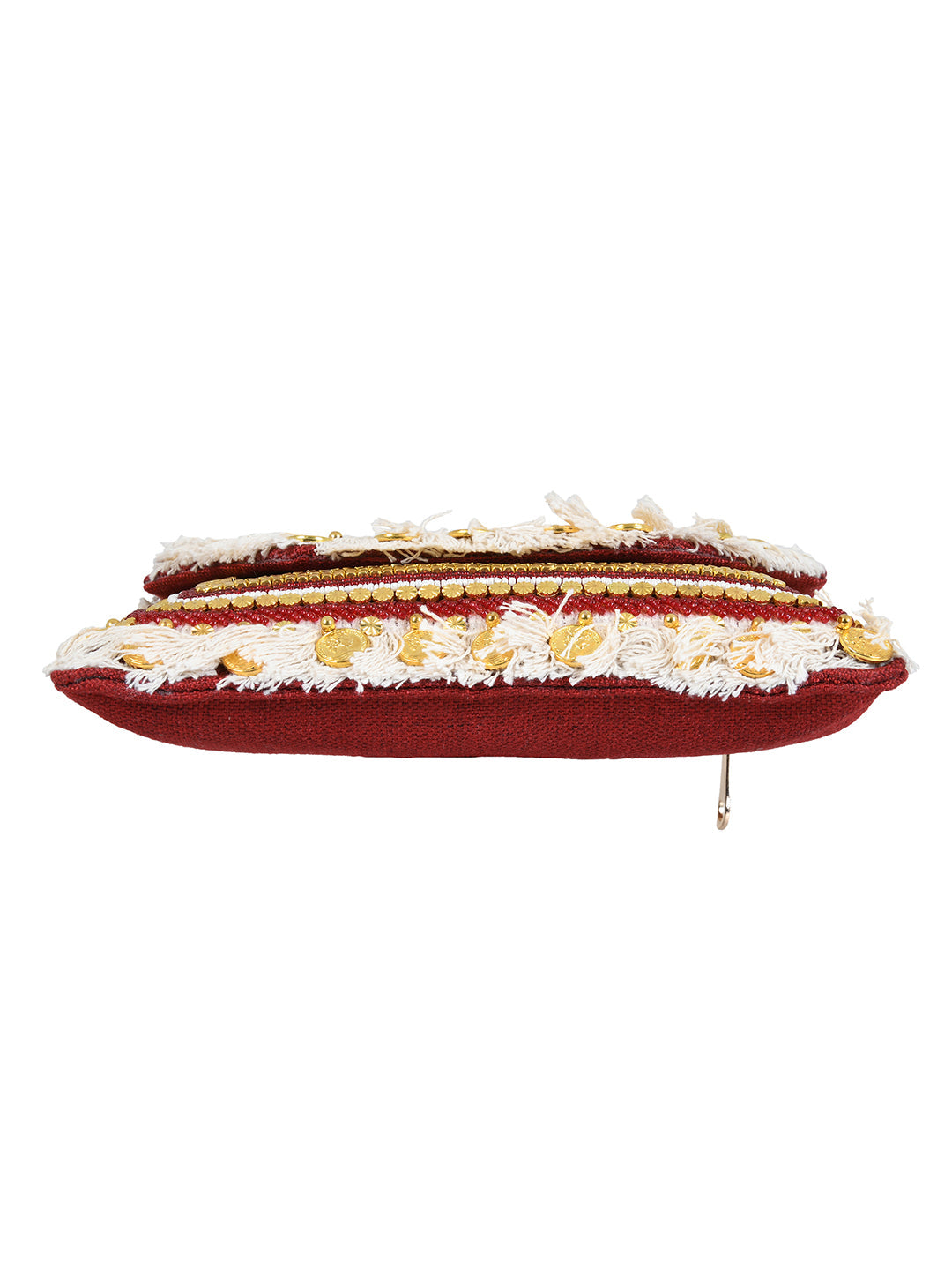 Red Purse with Embellishments and Embroidery