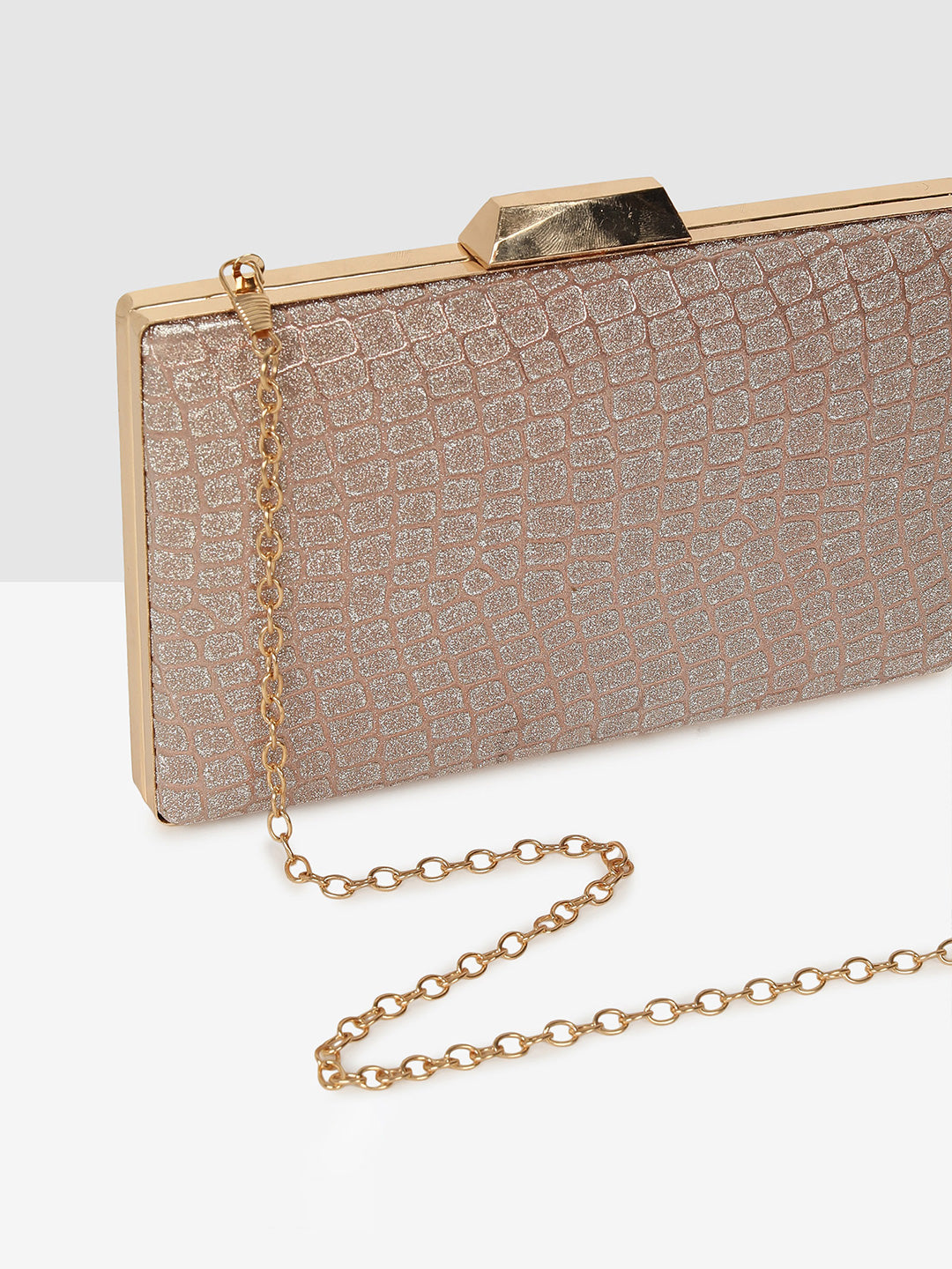 Ladies Pink Sparkle Frame Clutch