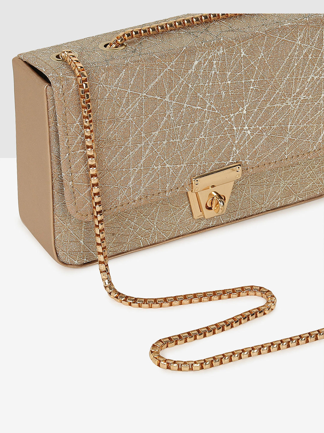 Golden Glitter Push-Lock Clutch