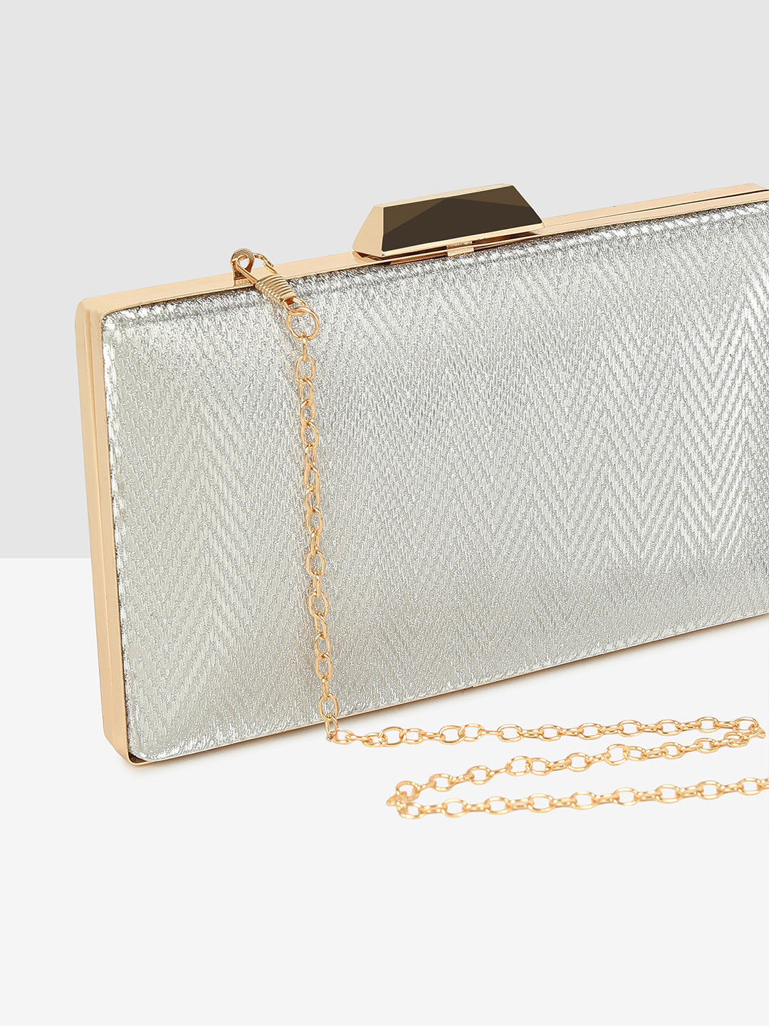Silver Glitz Frame Clutch